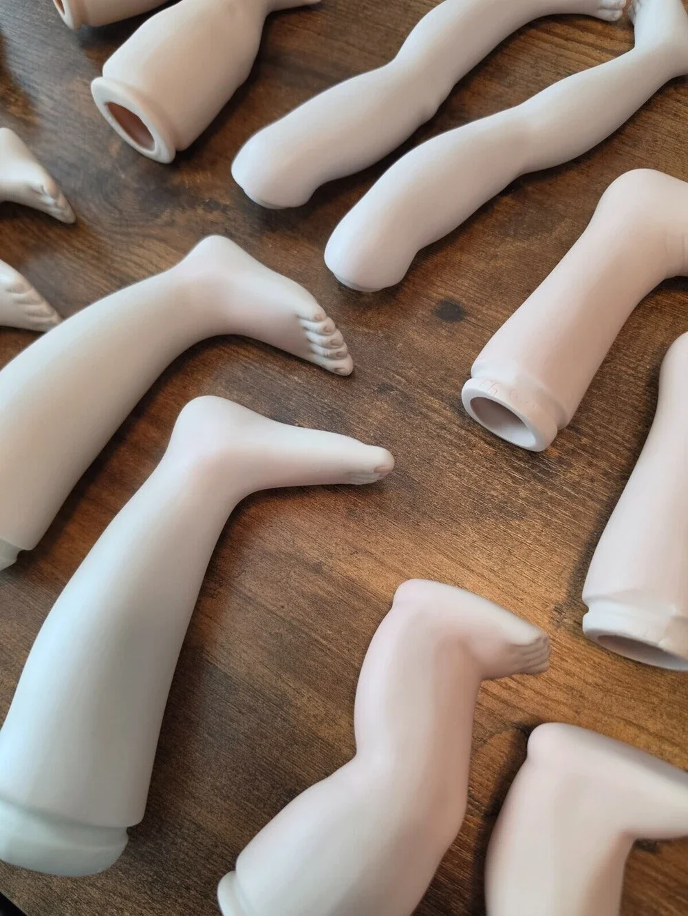 Lot of 7 Pairs of Porcelain Bisque Doll Legs Doll Making Repair Parts